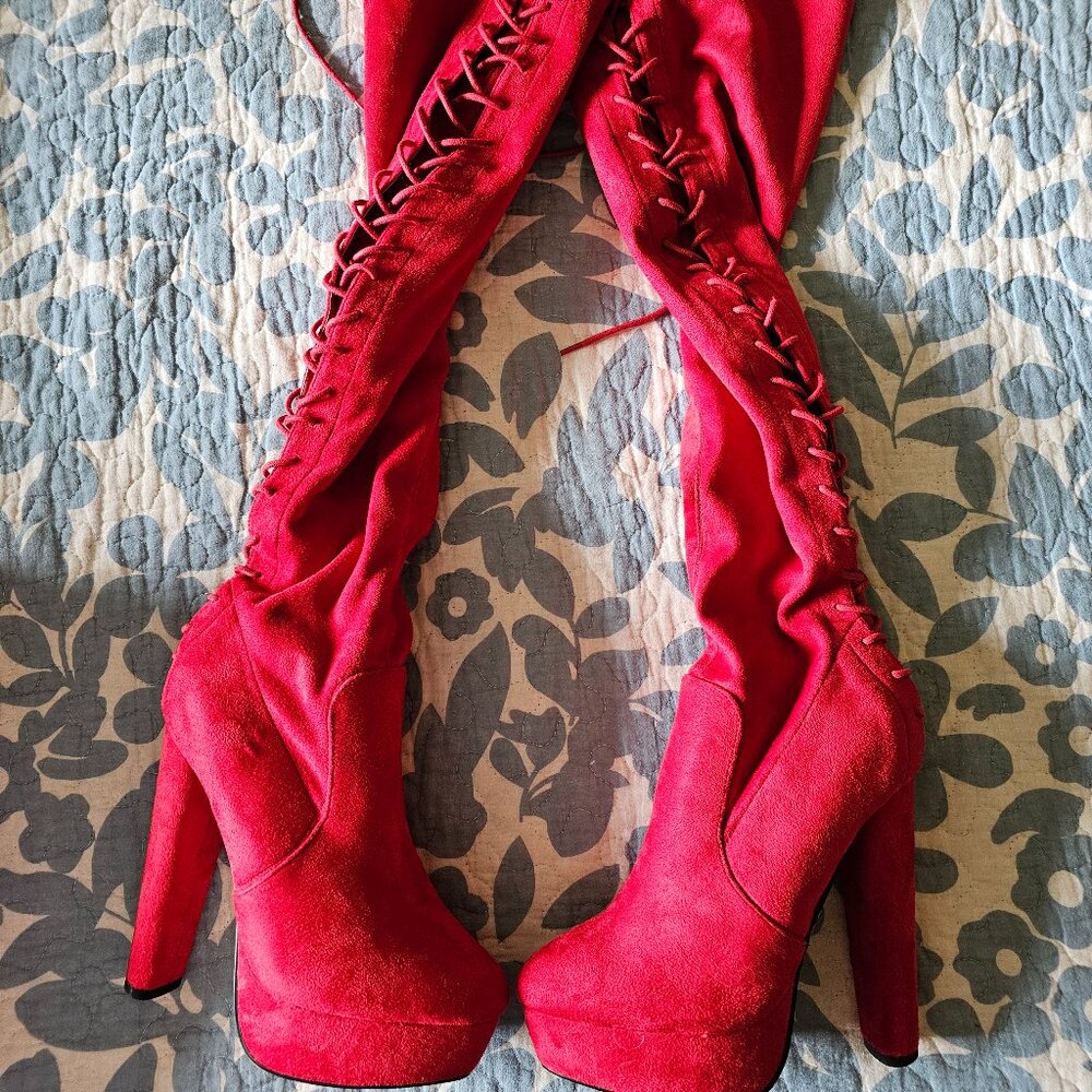 Platform Knee High Lace up boots
